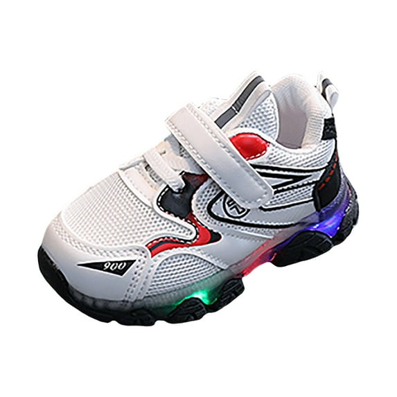 B91xZ Girls Sneakers Boys Baby Luminous Children Sport Light Shoes Kids Bling Girls Baby Shoes Toddler Running Shoes (White,6.5)