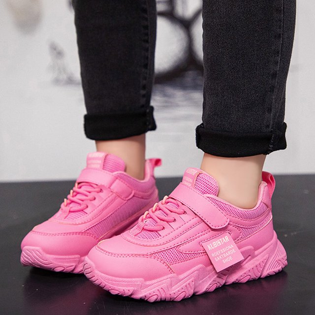 B91xZ Girls' Sneakers Children Sneakers Girls Flat Thick Bottom Non