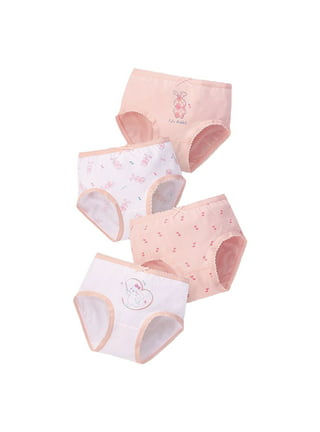 B91xZ Teen Girls Underwear Underpants Cute Cartoon Print Underwear Shorts  Cotton Ruffled Briefs Trunks 4PCS (Beige, 3-4 Years)
