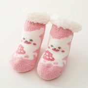 B91xZ Kids Boys Socks Socks Toddler Boys Girls Children Socks Soft Sole Non Slip Toddler Shoes Socks (Pink, 7 Toddler)