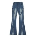 thumbnail image 1 of B91xZ Kids Girls Raw Hem Flare Jeans Bell Bottom Denim Pants Wide Leg Trousers Jeggings with Pockets (Blue,2-3 Years), 1 of 7