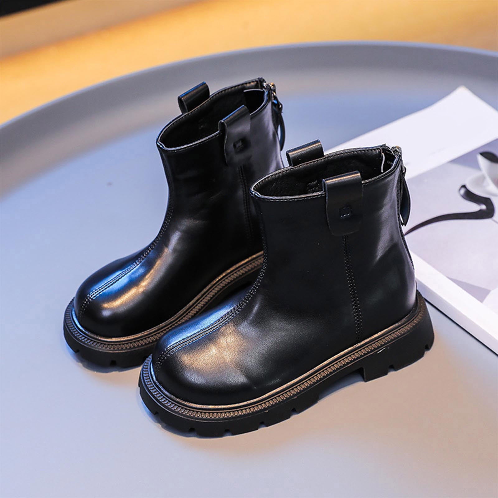 B91xZ Little Girls Boots Winter Children Boots for Boys and Girls Flat