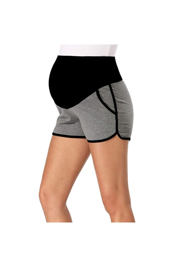 Maternity Shorts for Women Low-Rise Casual Shorts with Pockets,BK2 XL