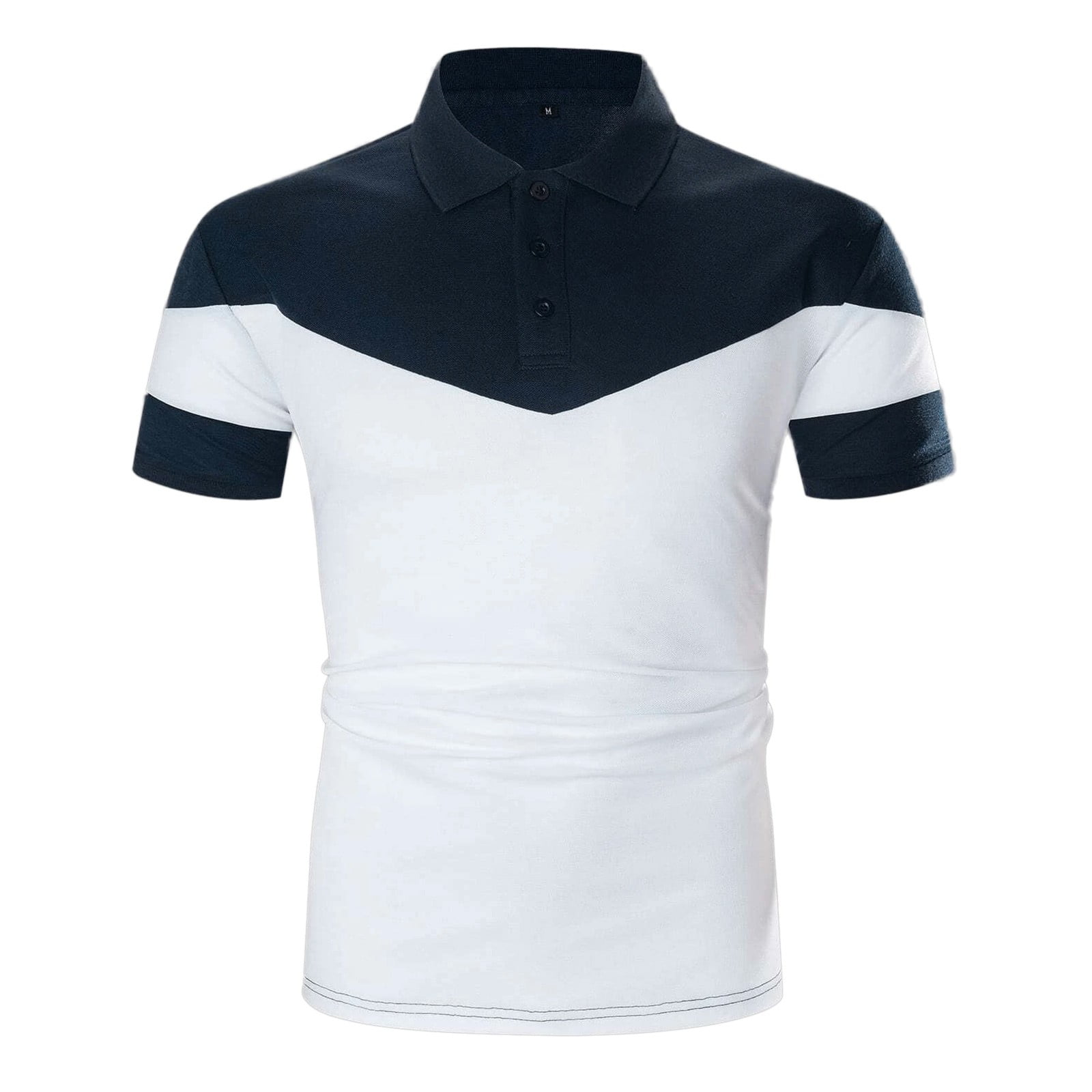 B91xZ Men Polo Shirt Short Sleeve Polo Shirts Casual Stylish Cotton Golf Polo Shirts,White L