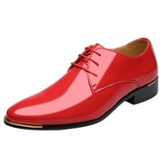 B91xZ Men's Dress Shoes Fashion Leather Rugged Casual Oxford Shoe,Red 46
