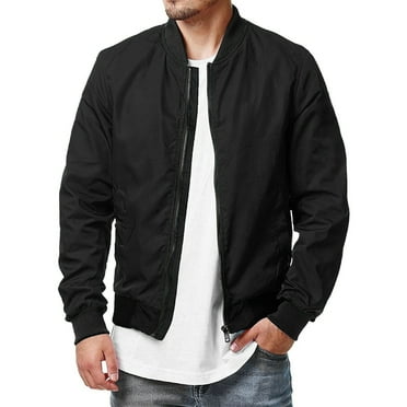 B91xZ Men's Parka Warm Winter Coat Graphic Print Varsity Jacket Color Block Zipper Closure Baseball Coats,Black L