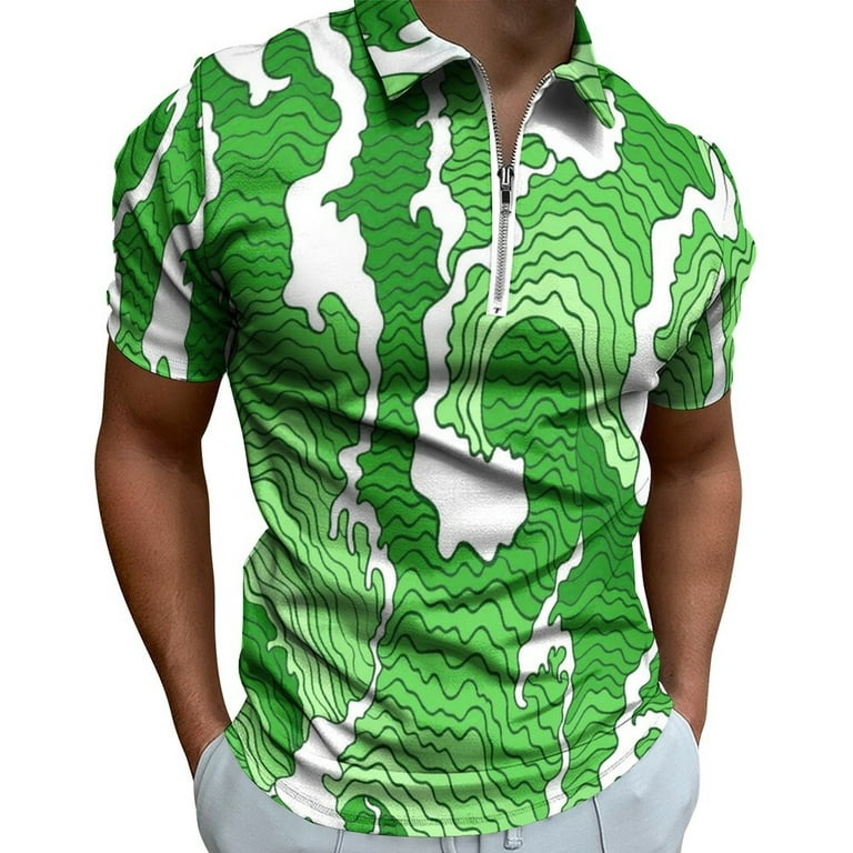 B91xZ Men's Shirts Mens St Patricks Day Fashion Casual 3D Digital Print  Lapel Zipper Short Sleeve Men T Shirts Casual Fashion Polo Shirts For Men