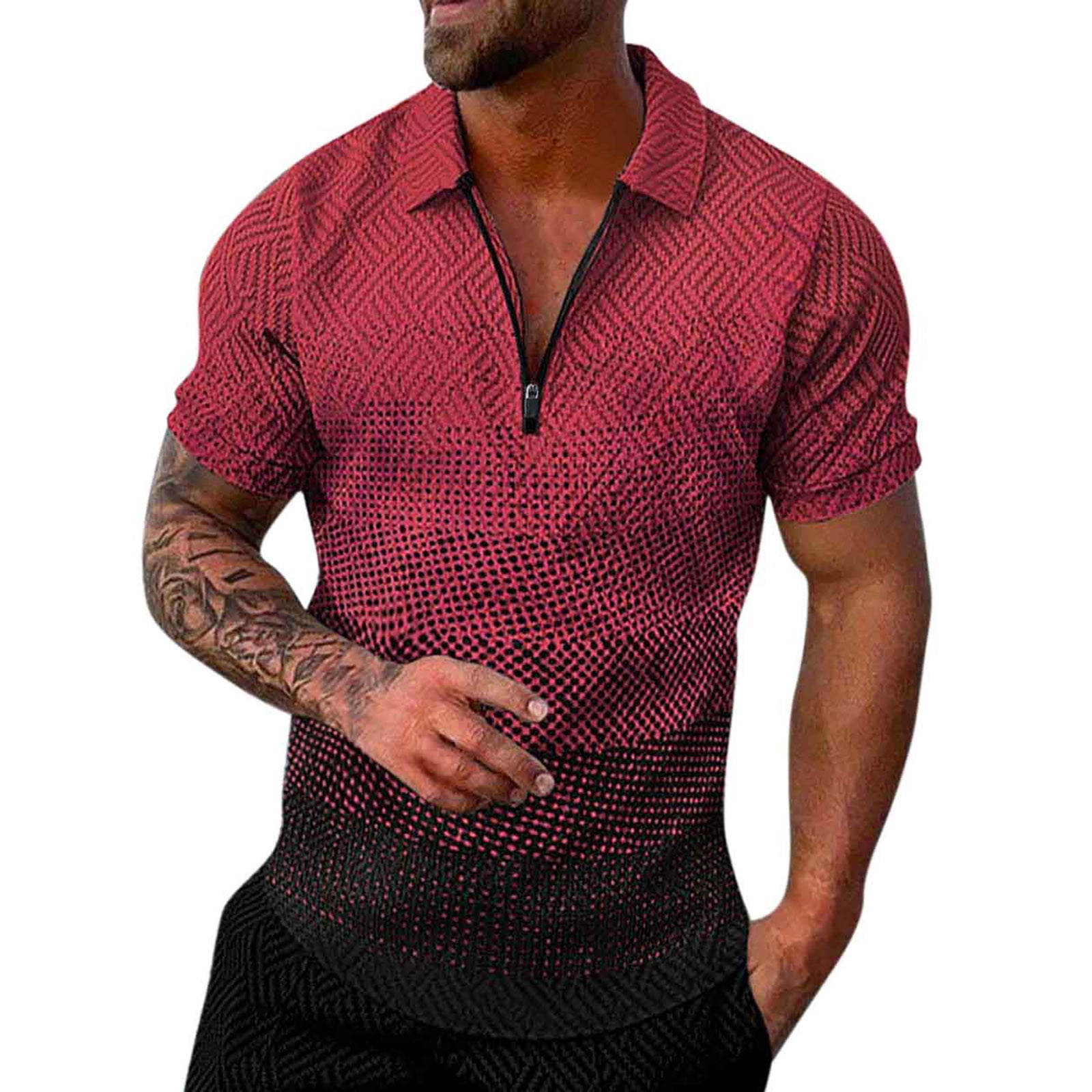 B91xZ Mens Fashion Polo Shirts Slim Fit Short Sleeve Golf Shirts Men ...