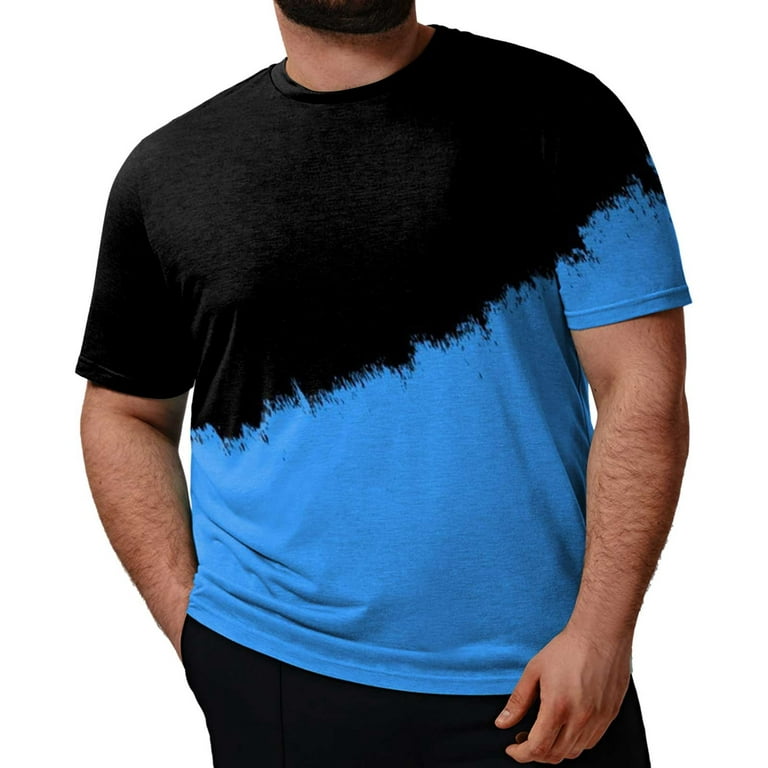 B91xZ Mens Oversized T Shirts Tees Short Sleeve Crew Neck T-Shirt,Blue XXXL