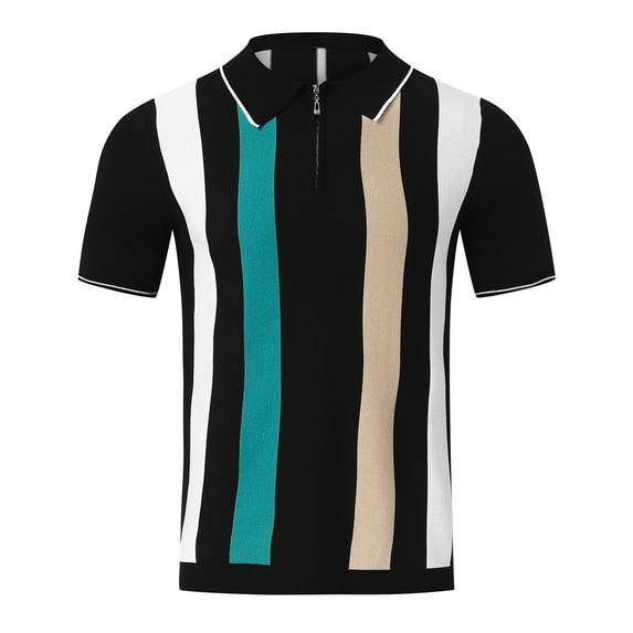 B91xZ Mens Polo Shirts Short Sleeve Quick Dry Casual Sports Outdoor Golf Shirt,Black L