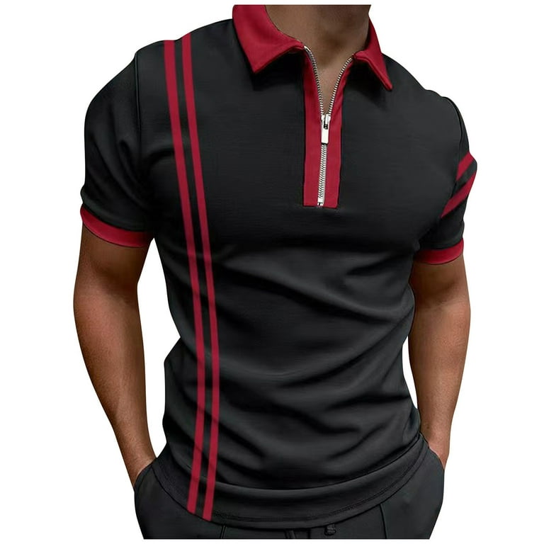 B91xZ Mens Shirts Casual Stylish Summer Men's Rigid Collar Casual Pure  Color Fashion Short Tall Long Sleeve Shirts for Men Polo Shirts For Men Hot  Pink XXL 