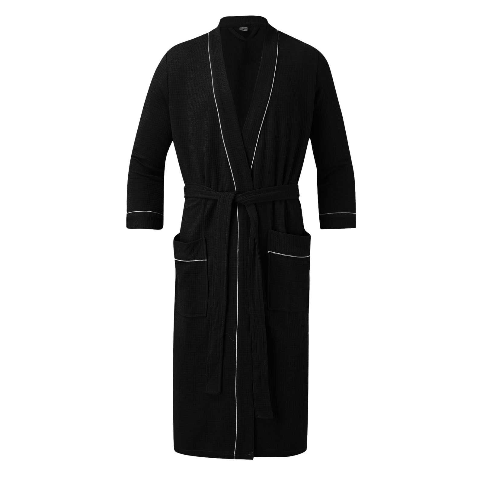 B91xZ Mens Soft Robe Warm and Soft Cozy Coral Plush Long Bathrobe,Black
