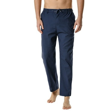B91xZ Mens Stretch Pants Lightweight Home Cotton- Men's Pants Elastic Loose Casual Waist Pants Men's pants Navy,Size XXL