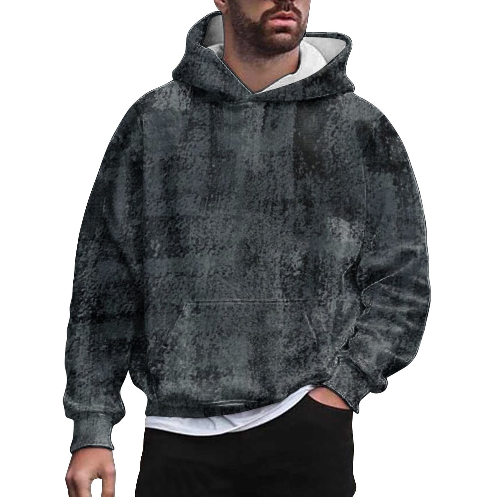 Flygo Men's Thick Sherpa Lined Fleece Crewneck Sweatshirt - Winter Pullover (Black, Small)