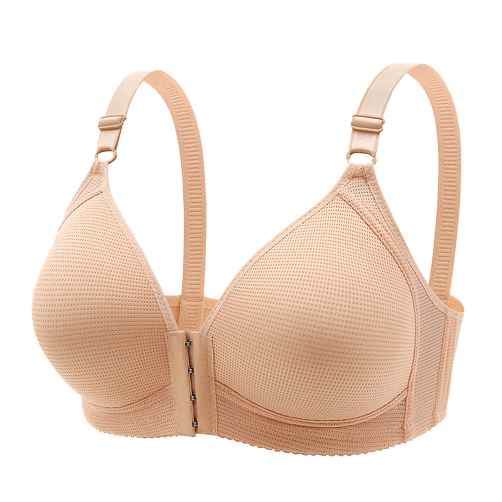 TOWED22 Plus Size Bras,Women's Push Up Everyday Basic Comfort Lightly  Padded Underwire Plunge T-Shirt Bra Lift Up Beige,85F