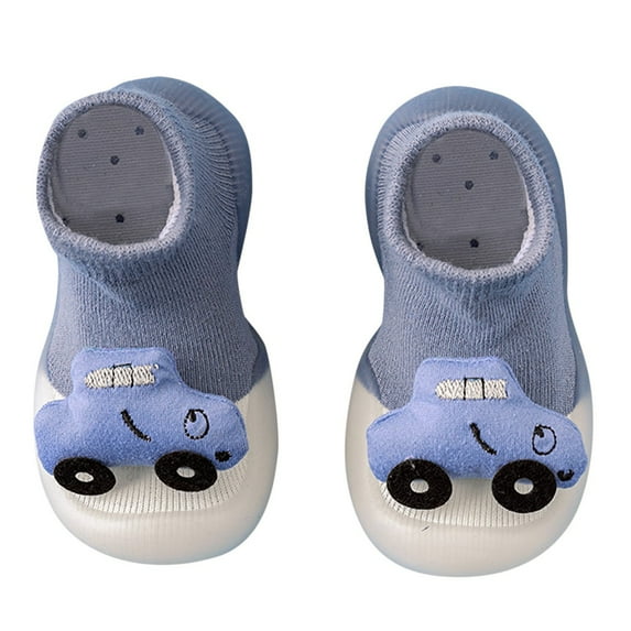 B91xZ Newborn Baby Cotton Booties Rubber Sole Non-Skid Walking Sock Shoes,A 18