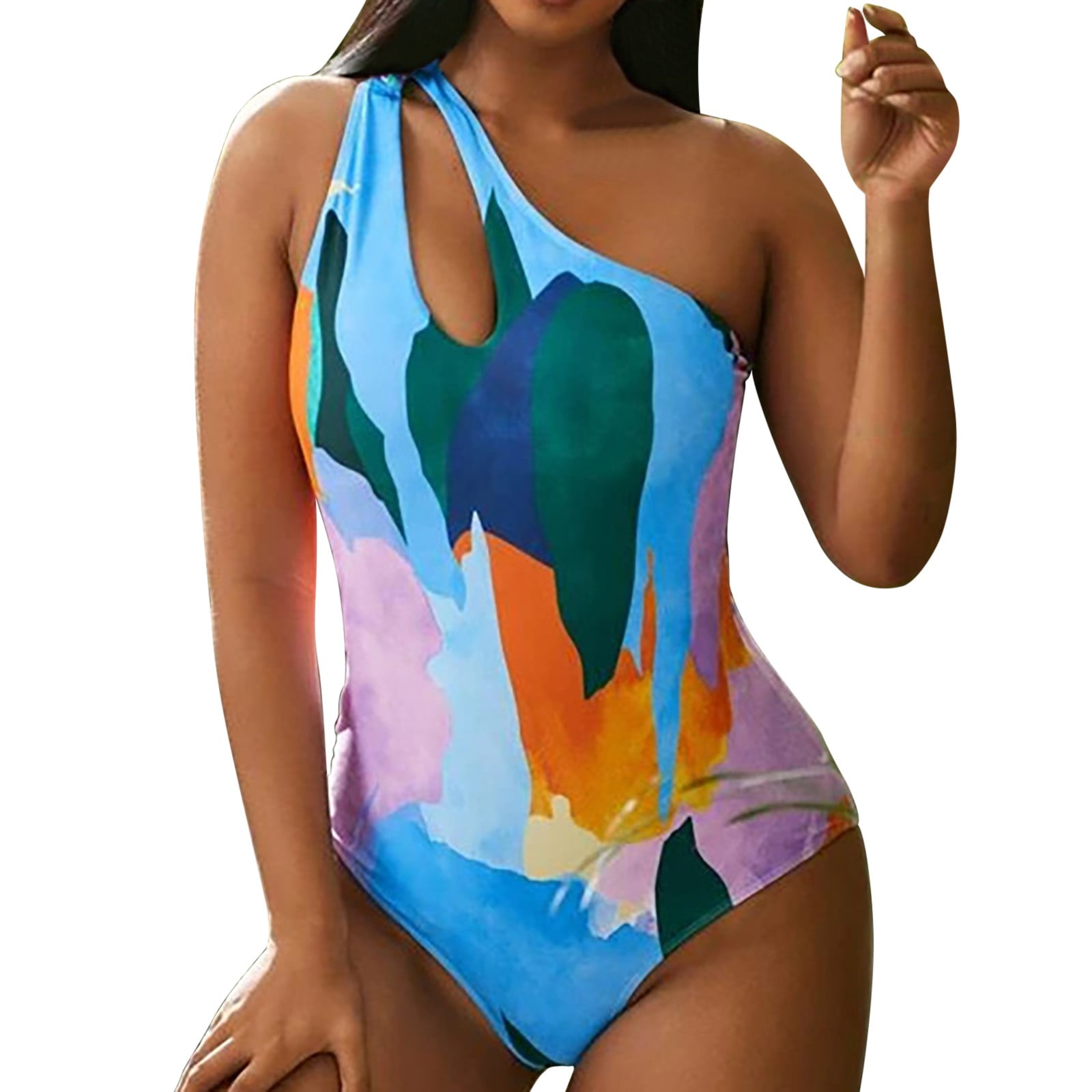 B91xZ One Piece Swimsuit Womens Swimsuits Bathing Suit Color Block