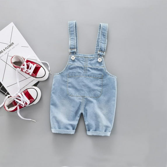 B91xZ Pants for Boys Jean Girl Pants Denim Suspender Toddler Clothes Baby Solid Boy Boys Pants (Blue, 2-3 Years)