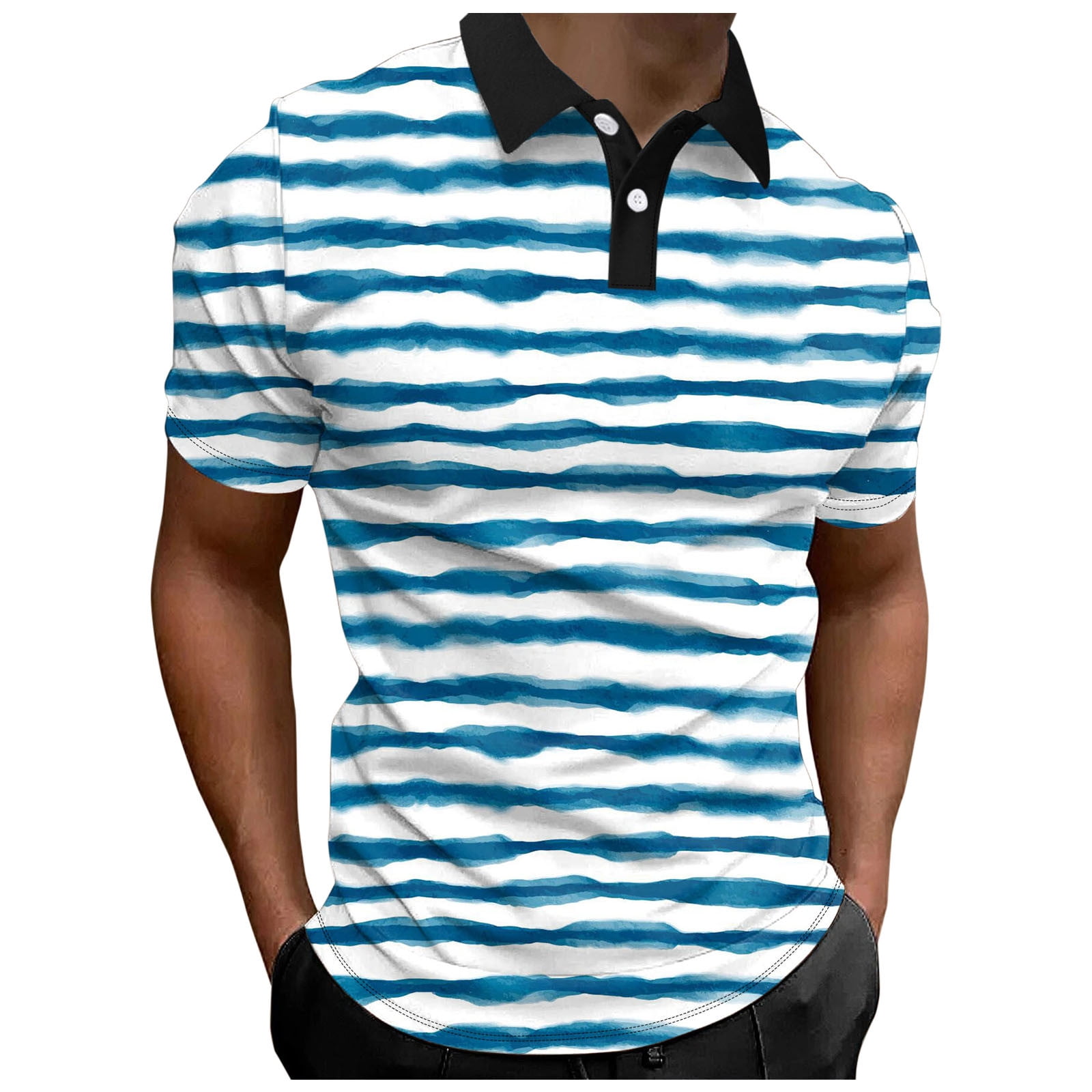B91xZ Polo Shirts For Men Short Sleeve Slimfit Cotton Golf Polo Shirts Basic Designed,Sky Blue