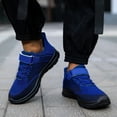 thumbnail image 1 of B91xZ Running Shoes for Kids Boys Sports Shoes Flat Thick Bottom Lightweight Non Slip Lace Up Hook Loop Colorblock (Dark Blue, 8 Big Kids), 1 of 5