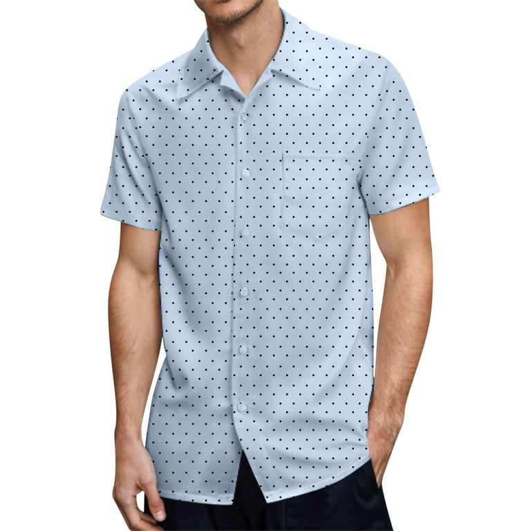 B91xZ Shirts for Men Short Sleeve Regular Fit Shirt,Blue M