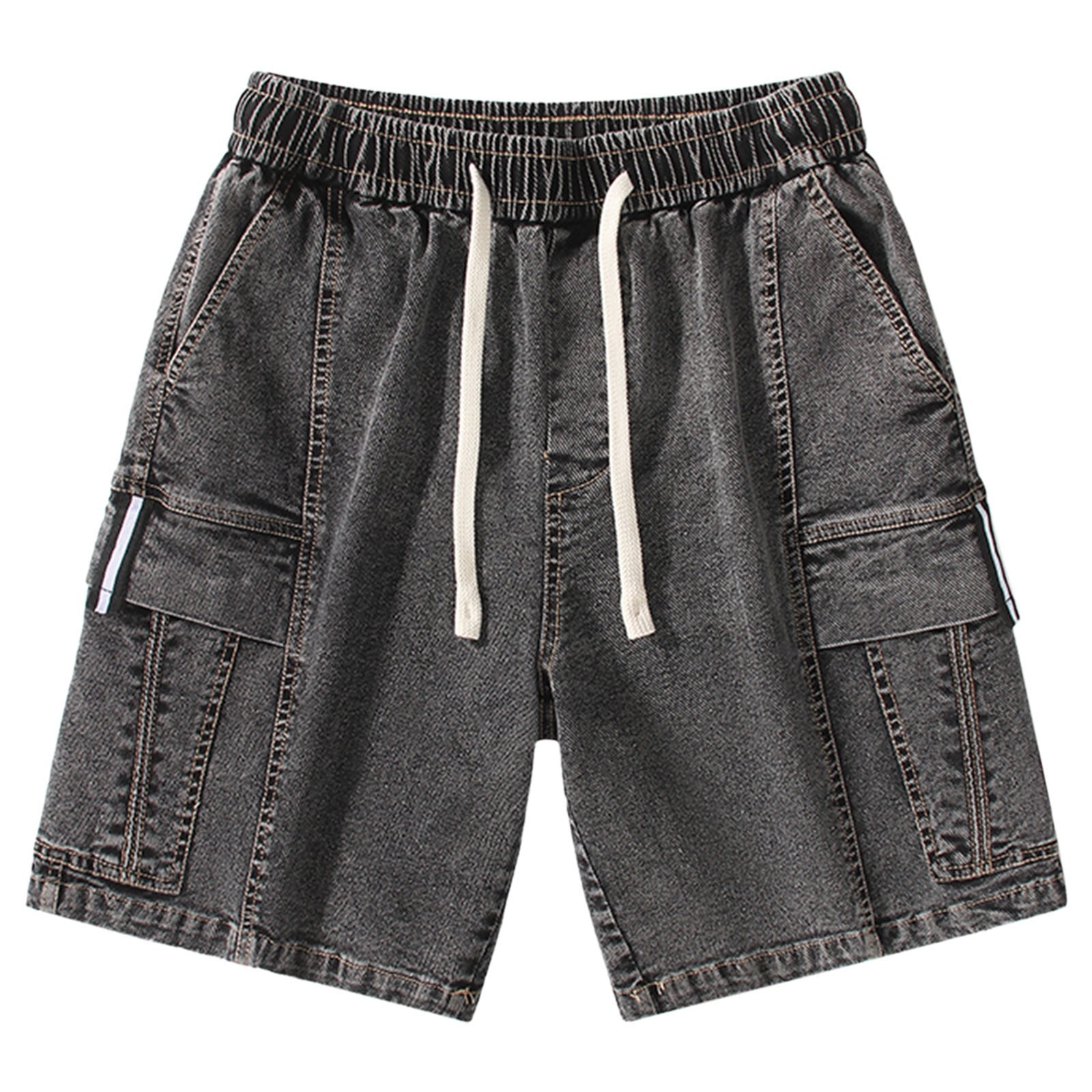 B91xZ Shorts for Men Baggy Jeans Loose Fit Patchwork Jeans Shorts