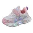 thumbnail image 1 of B91xZ Sneakers for Girls Toddler Shoes Children Sports Shoes with Lights Breathable Princess Lightweight Casual Lighting Kids Up Night Shoes (Red,4 Years), 1 of 4