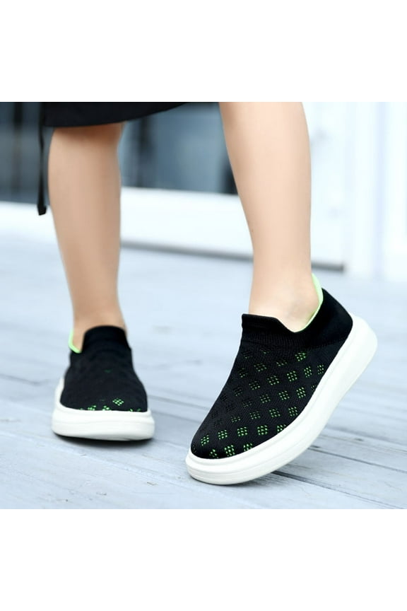 Sneakers for Boys Breathable Fashion Casual Shoes Slip On Outdoor Sports Shoes (Green, 2 Big Kids)