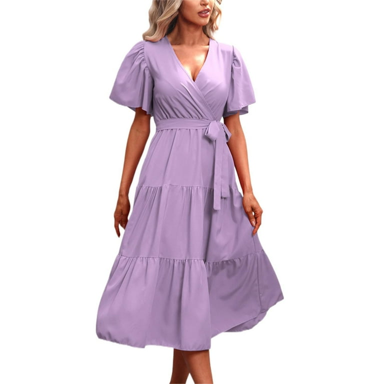 Sexy Solid Backless With Bow O Neck A Line Dresses Sexy Solid Backless With Bow O Neck A Line Dresses