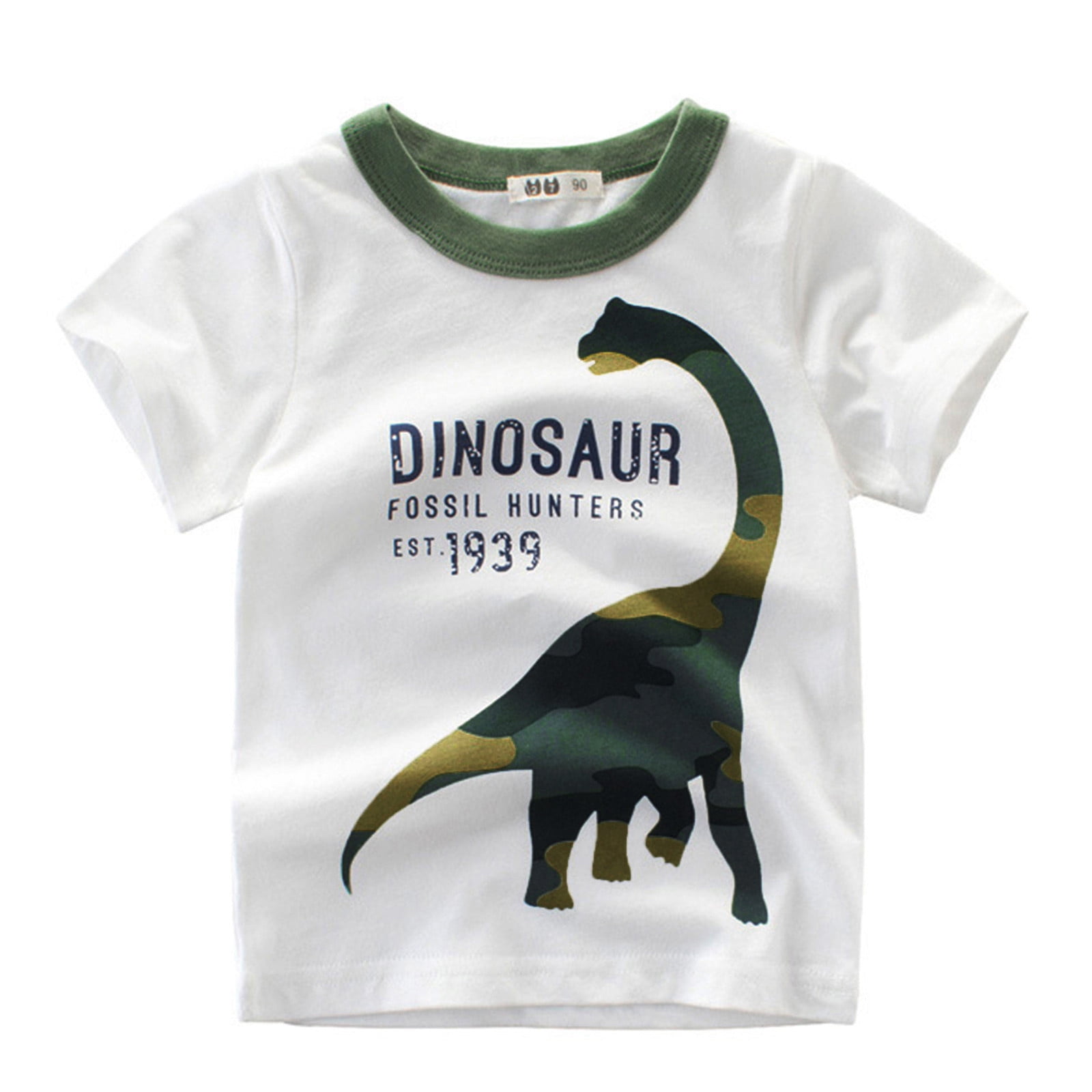 B91xZ Summer Tops Dinosaur Clothes Baby Short Toddler Sleeve Kids Years