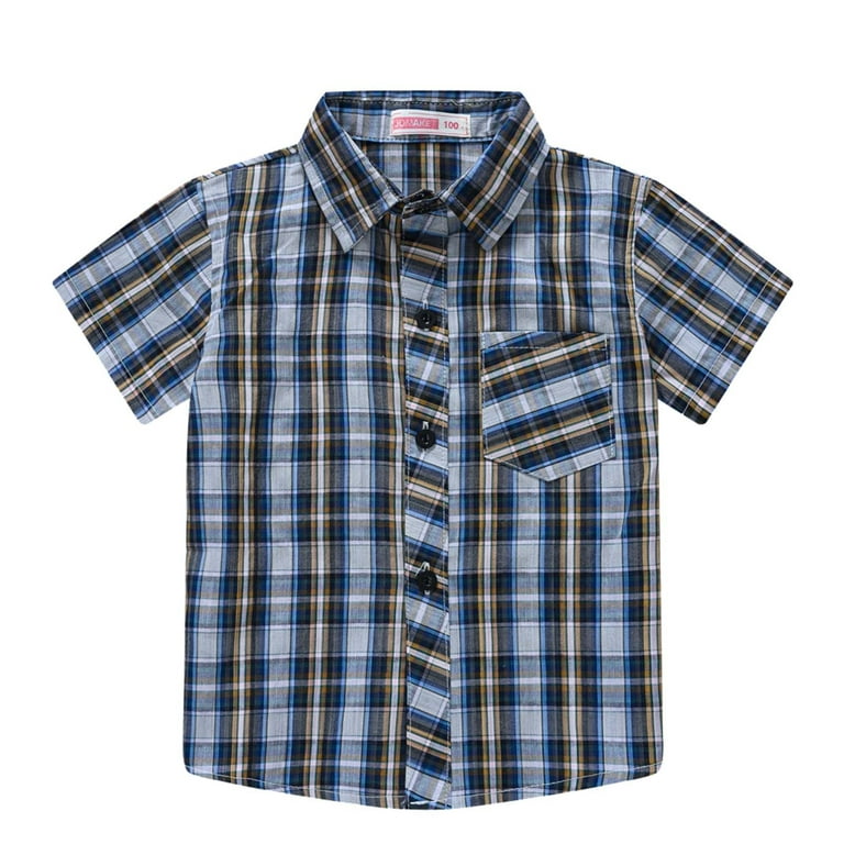 B91xZ Summer Tops Toddler Boys Short Sleeve Fashion Plaid Shirt Tops Coat  Outwear for Babys Clothing Toddler Tops Boys,Size 18-24 Months 