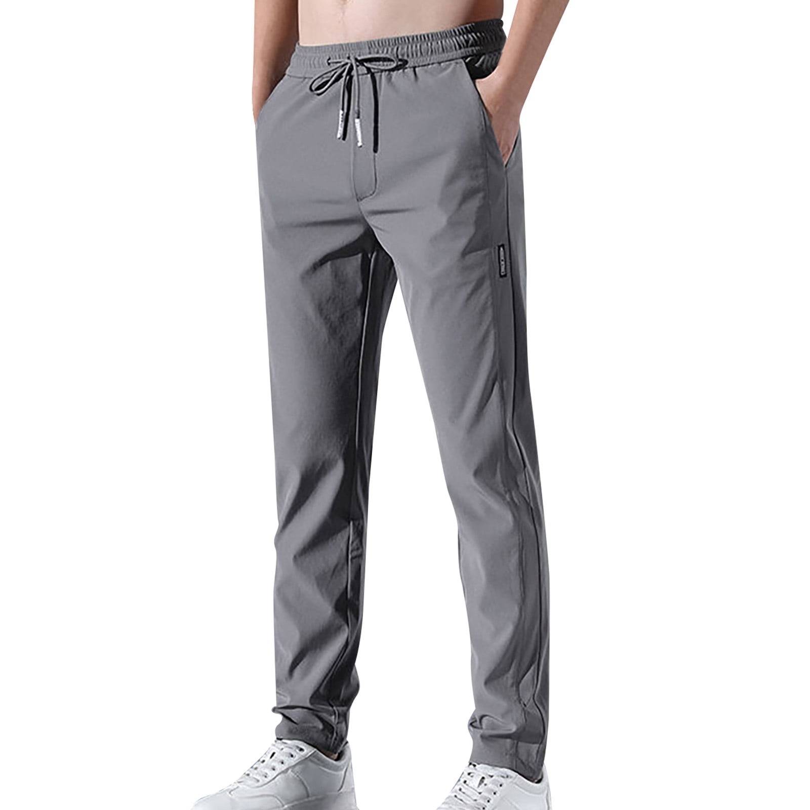 【oan】Sluffy Gray Pants B91xZ Sweatpants for Men Loose Fit Open Bottom Pants with