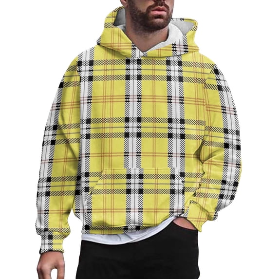 B91xZ Sweatshirts For Men Men's Sweatshirt, Crewneck Sweatshirt,Cotton-Blend Sweatshirt,Plush Pullover Sweatshirt Yellow,S