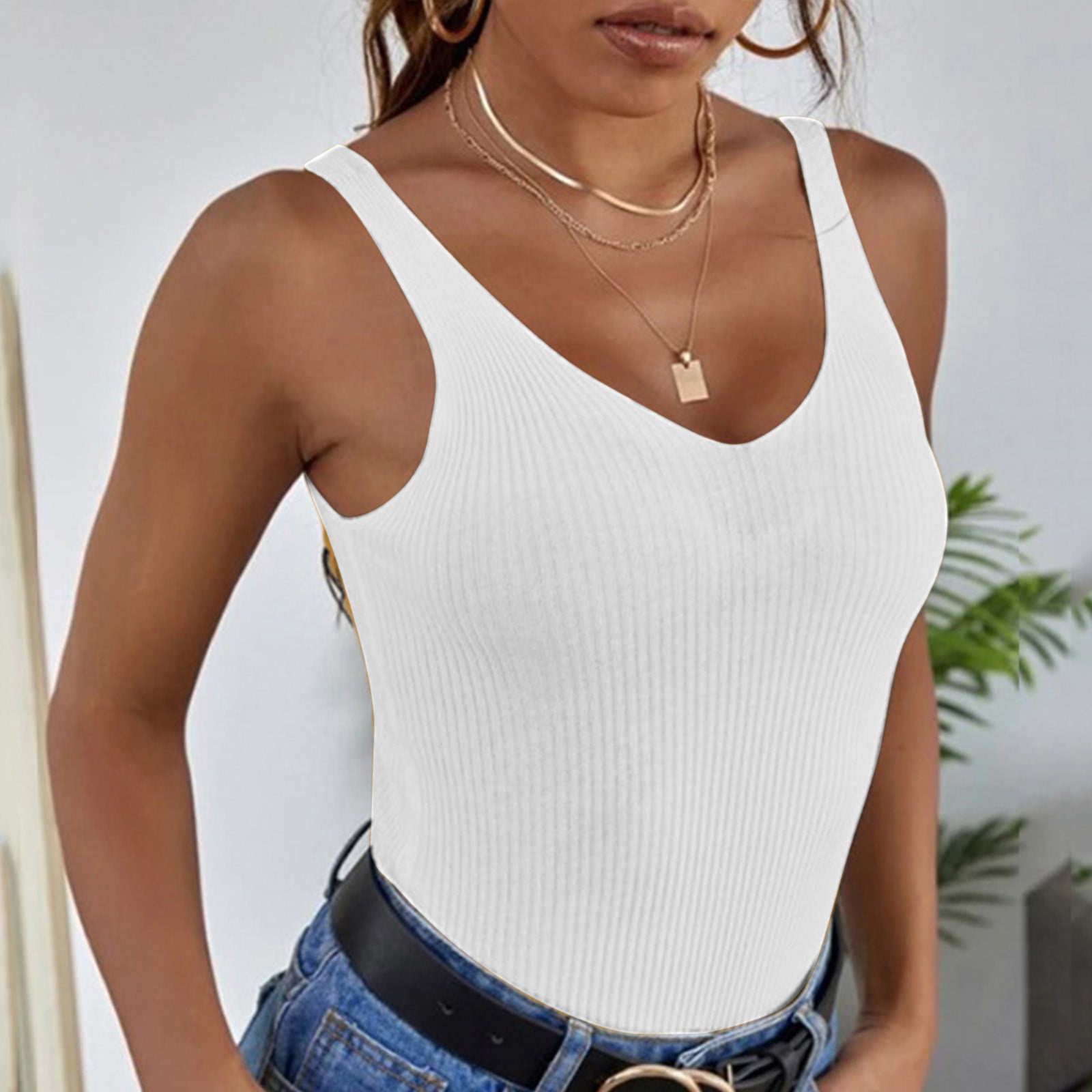 B91xZ Tank Tops With Built In Bras Women Clothes Sleeveless Beauty Back  Crop Top Club Vintage Tank Tops Bra Vest Brown, L 