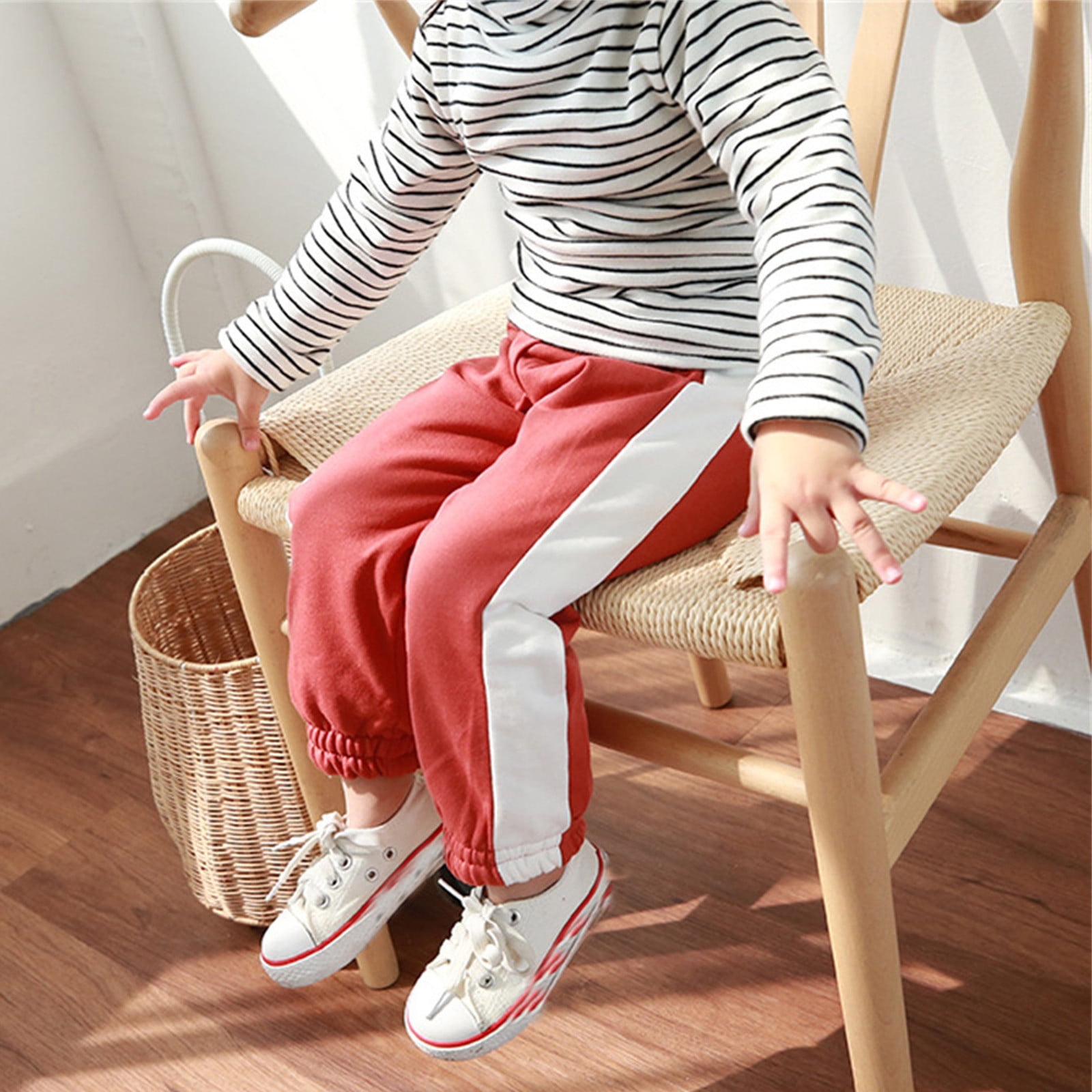 B91xZ Teen Boys Sweatpants Girls Lined Sweatpants Cotton Striped