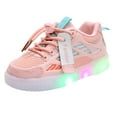 thumbnail image 1 of B91xZ Toddler Baby Boys Girls Light Up Shoes Kids Soft Flashing Led Sneakers Cute Breathable Running Shoes (Pink,9), 1 of 7