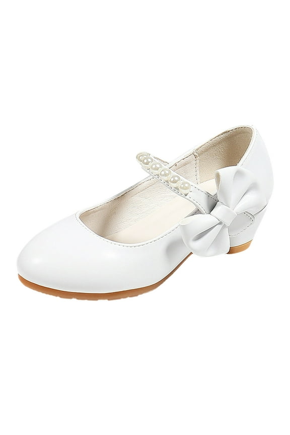 Toddler Girl Sandals Children Shoes Children Leather Shoes White Bow Knot Spring Autumn Gir High Heel Girls Shoes White,Size 12.5