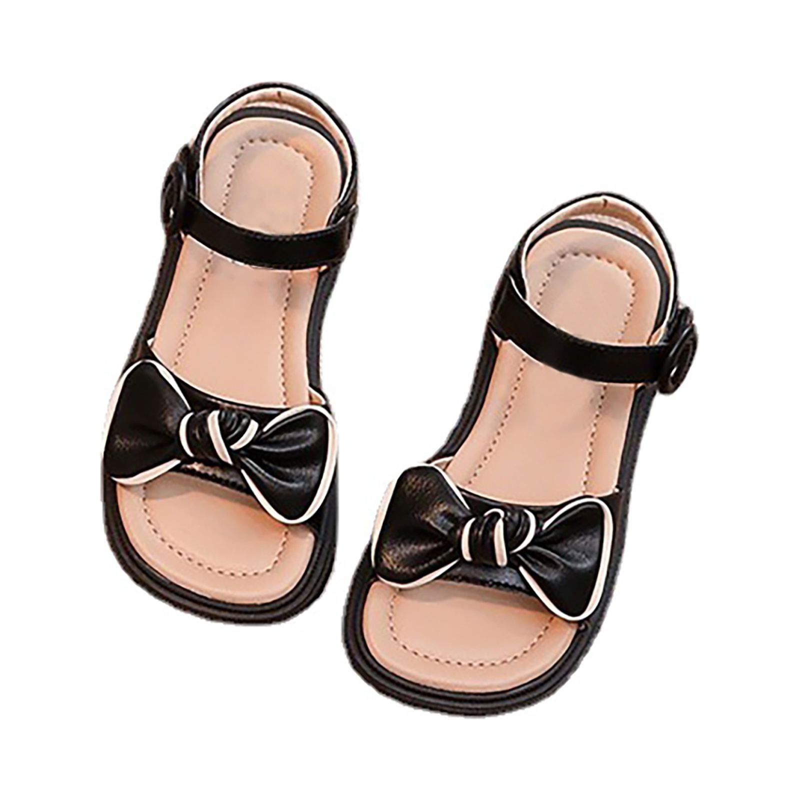 B91xZ Toddler Sandals Girl Kids Baby Girls' Sandals Summer Bow Design Models Fashion Princess Shoes Daily Wear Kids Sandals Black,Sizes 12.5