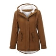 thumbnail image 1 of B91xZ Winter Coats for Women Hooded Cardigan Open Front Coat Outwear with Pockets,Brown 4XL, 1 of 5