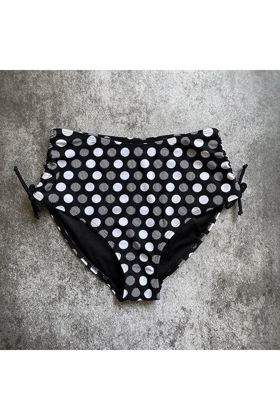 Women High Waisted Bikini Bottom Retro Ruched Swim Short Shirred Tankinis Brief Swimsuit,Black M