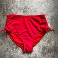 thumbnail image 1 of B91xZ Women High Waisted Bikini Bottom Retro Ruched Swim Short Shirred Tankinis Brief Swimsuit,Red S, 1 of 3