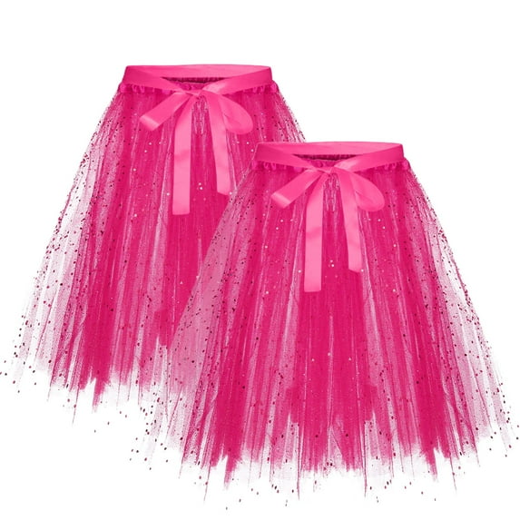 B91xZ Women Maxi Tulle Tutu Skirt A Line Ruffle Mesh High Waisted Tiered Layered Skirts Petticoat,Hot Pink S
