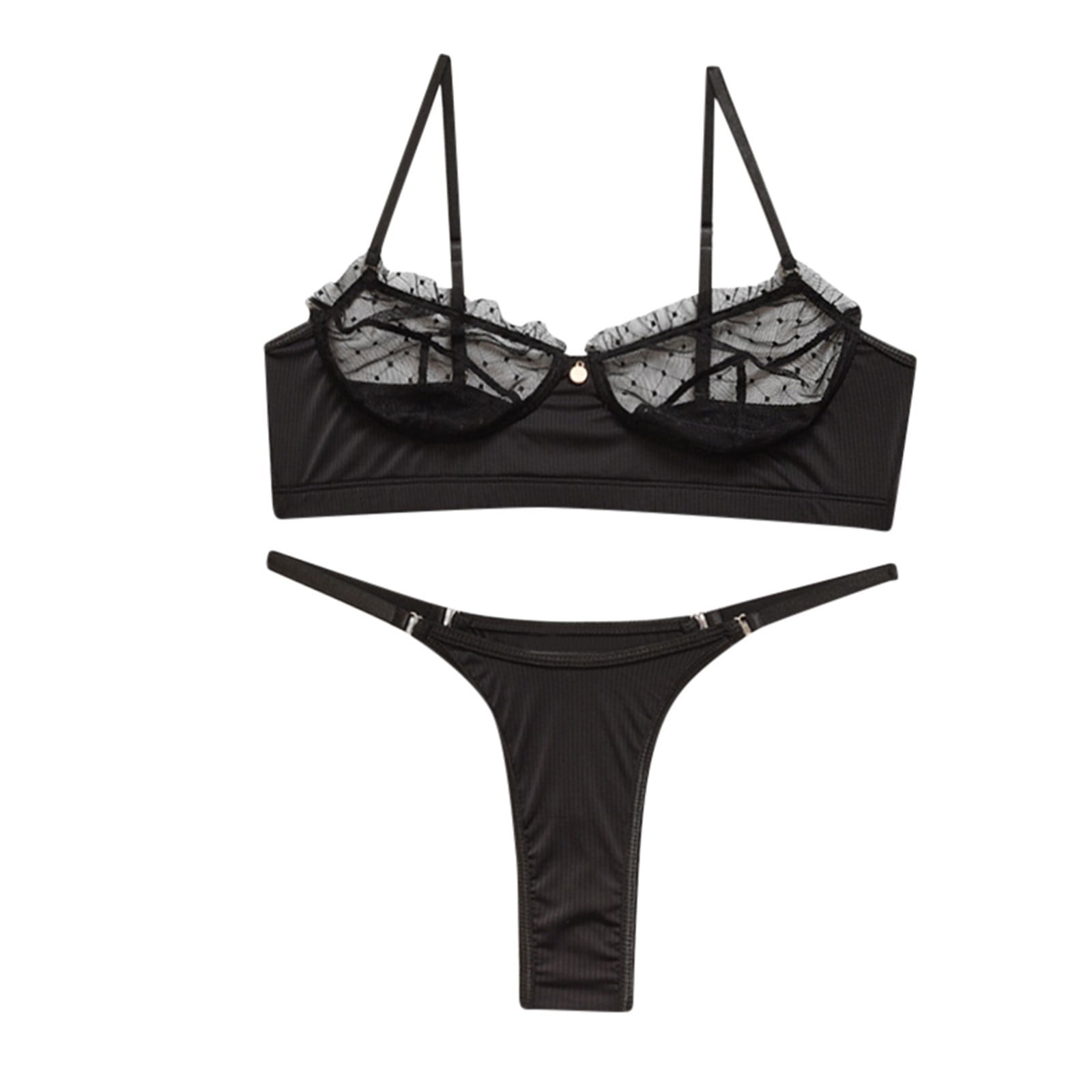 B91xZ Women Seamless Tanks Tops Bra and Panties Sets 2 Piece Lace Trim