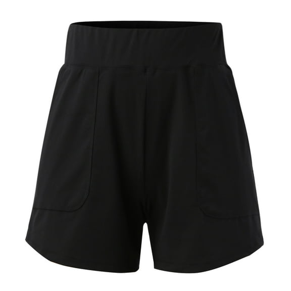 B91xZ Women's Swim Shorts High Waisted Bathing Suit Bottoms Swimsuit Tankini Boy Shorts with Liner,Black M