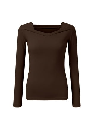 Women O Neck Lined Thermal Thermal Underwear Slim Tops Long Sleeve