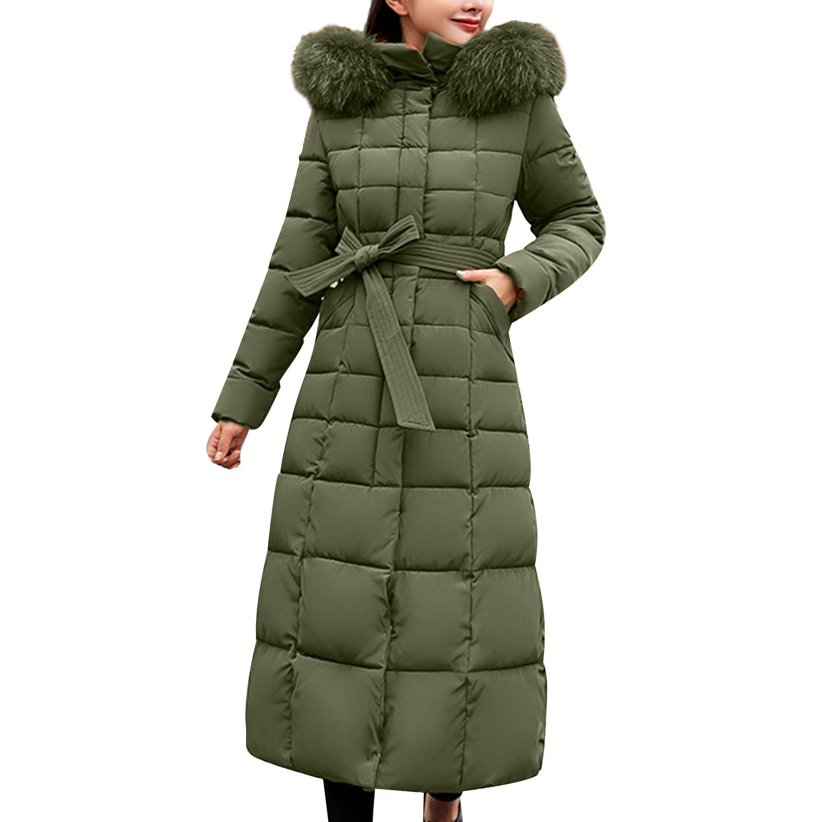 B91xZ Women's Winter Packable Jacket MidLength Puffer Hooded Jacket