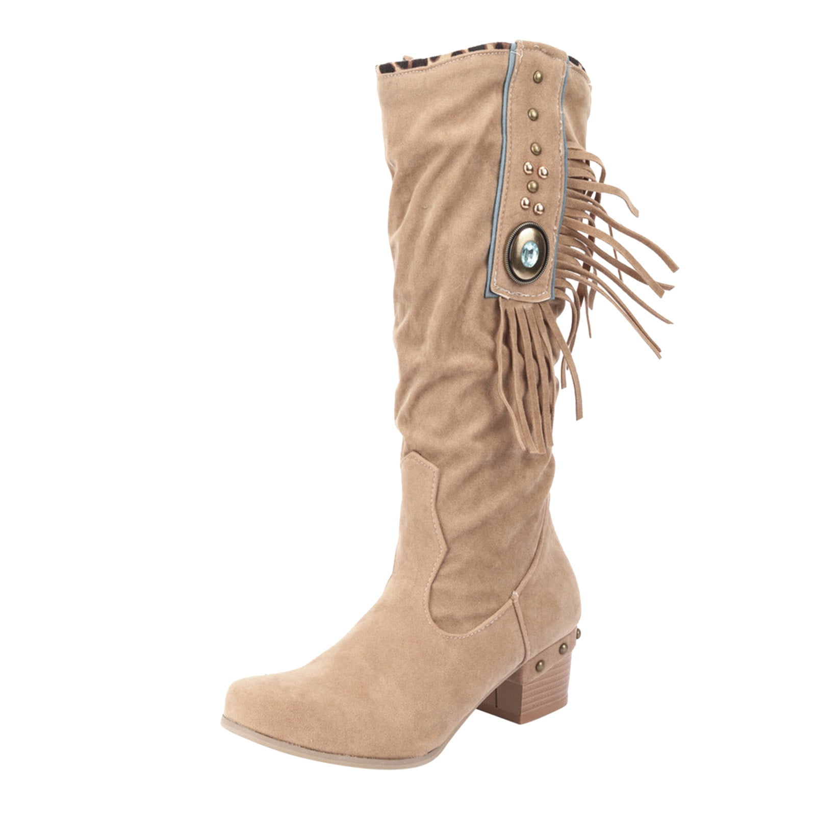 HOT New Arrival Women Boots Square Block Heel Fur Platform Winter Knee High Boots main image 0