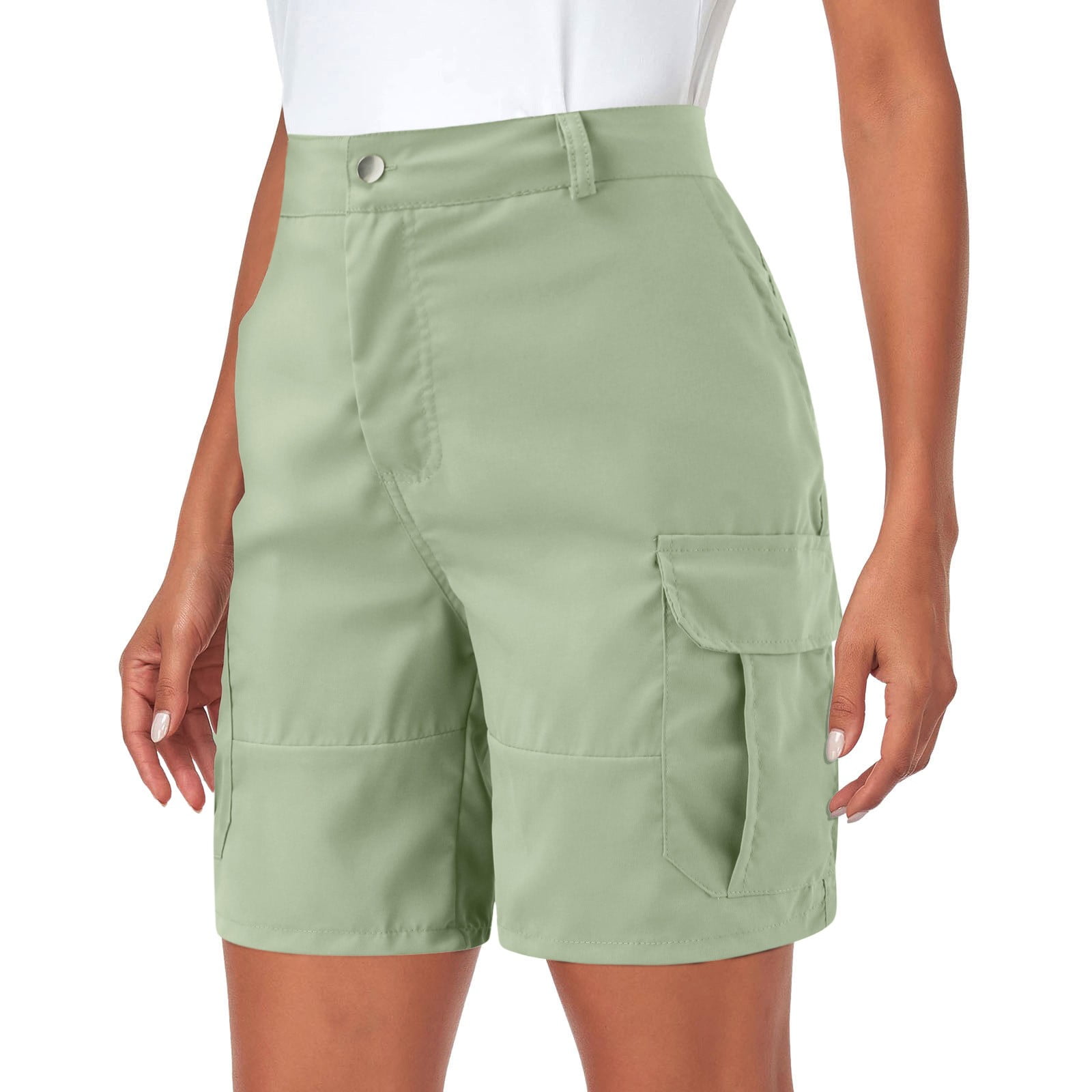 B91xZ Cargo Shorts For Women Women's Shorts Summer Casual Shorts Mid Waist  Short Fashion Women Streetwear Workwear Denim Short Green,XXL