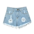 thumbnail image 1 of B91xZ Womens Plus Size Jeans Women Summer Ripped Button High Waisted Stretchy Denim Jean Shorts with Pockets,Sizes L, 1 of 3
