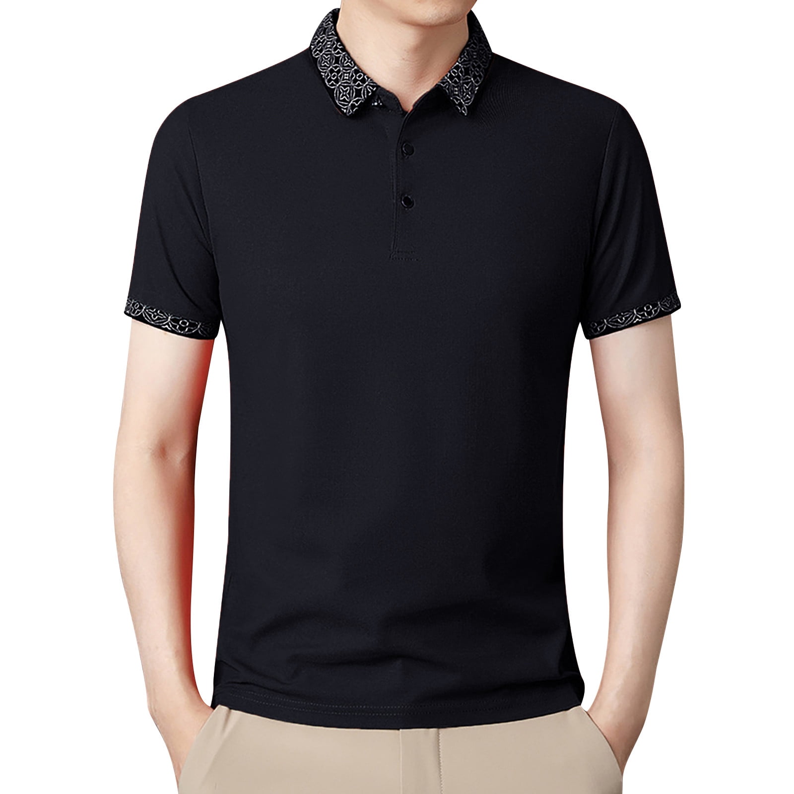 B91xZ Workout Shirts For Men Men's Fashion Shirt Casual Short Sleeve Shirt  Color Block Cotton Top Skeleton N Mens Set Polo Shirts For Men Brown L 